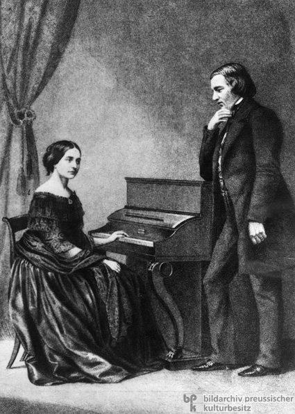 Robert Schumann mit seiner Frau Clara (um 1850)